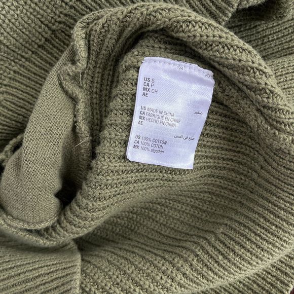 Sun + Stone Mens Shawl Collar Ribbed Cardigan Sweater Cotton Chunky Knit Size S - Picture 6 of 9